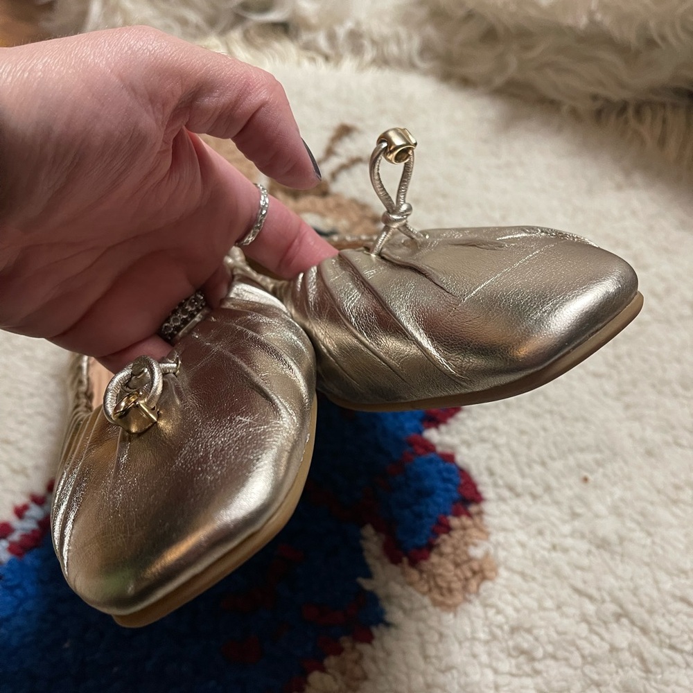 Coach square toe light gold ballet flats size 9B cute comfy balletcore - Picture 2 of 6